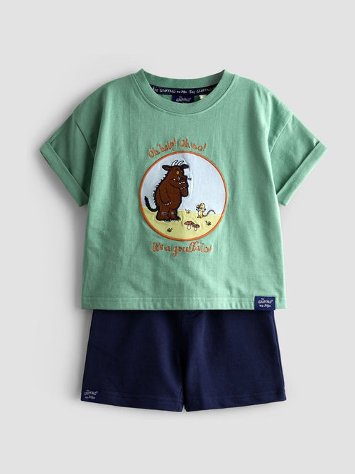 JoJo Maman Bébé Green 2-Piece The Gruffalo T-Shirt & Shorts Set image 1