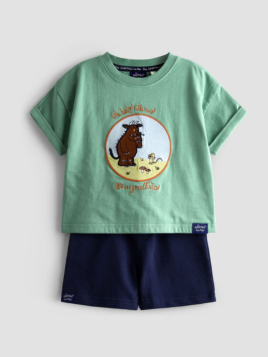 JoJo Maman Bébé Green 2-Piece The Gruffalo T-Shirt & Shorts Set image 1