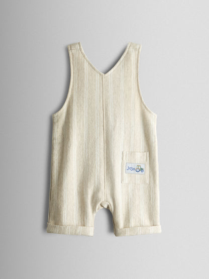 JoJo Maman Bébé Oatmeal Tractor 2-Piece Appliqué Dungarees & T-Shirt Set image 3