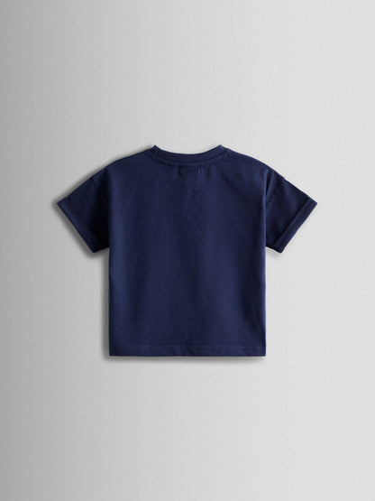 JoJo Maman Bébé Navy Nautical Printed T-Shirt & Shorts Set image 3