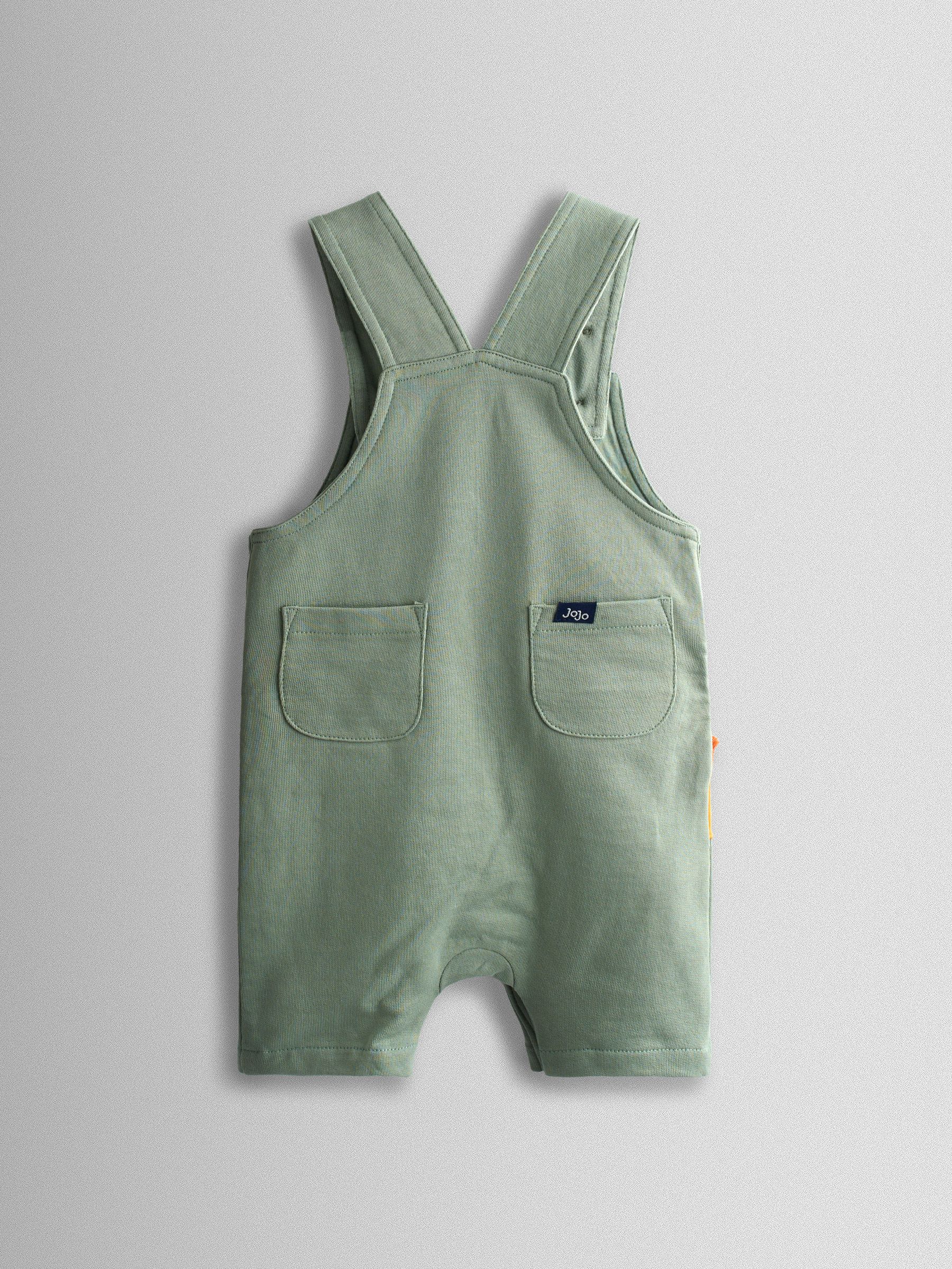JoJo Maman Bébé Green Giraffe 2-Piece Appliqué Dungarees & T-Shirt Set image 5