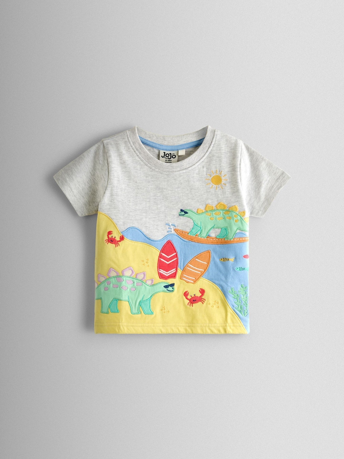 JoJo Maman Bébé Grey Scene Appliqué T-Shirt image 1