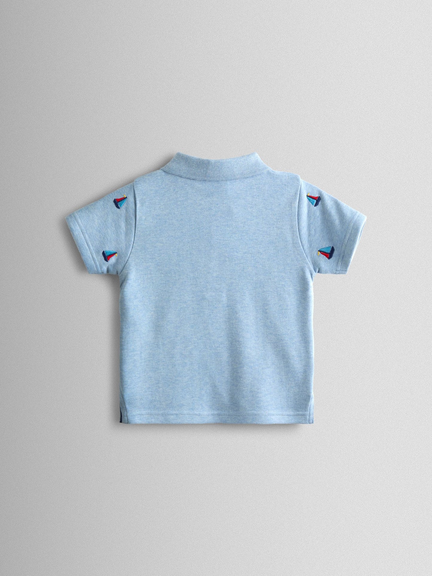 JoJo Maman Bébé Blue Boat Embroidered Polo Shirt image 2