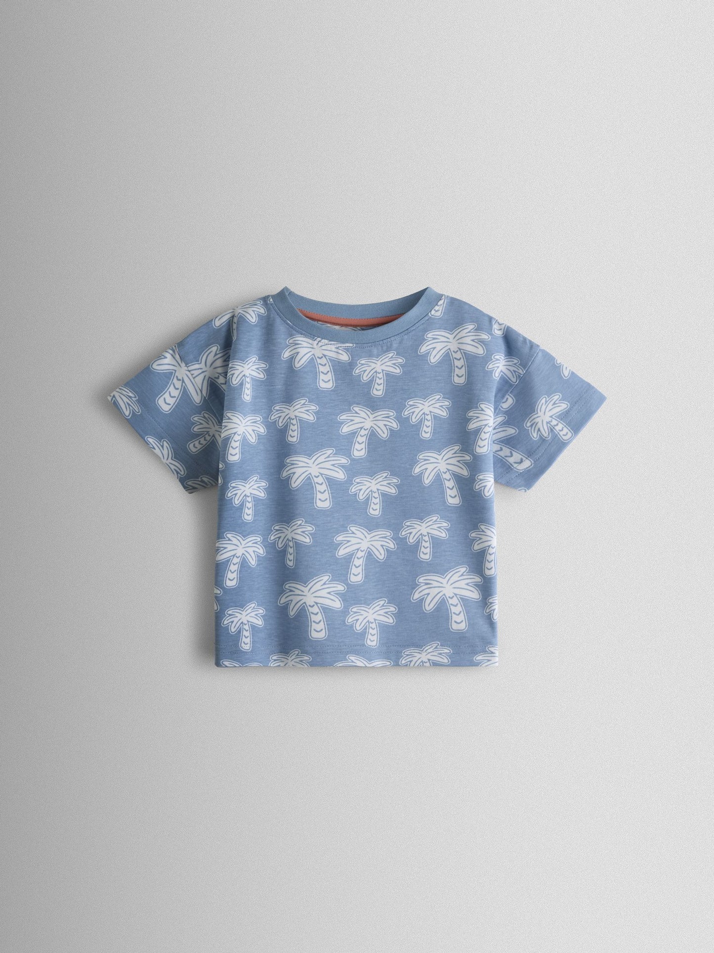 JoJo Maman Bébé Coral & Light Blue Palm 2-Pack Surf Applique & Printed T-Shirts image 3