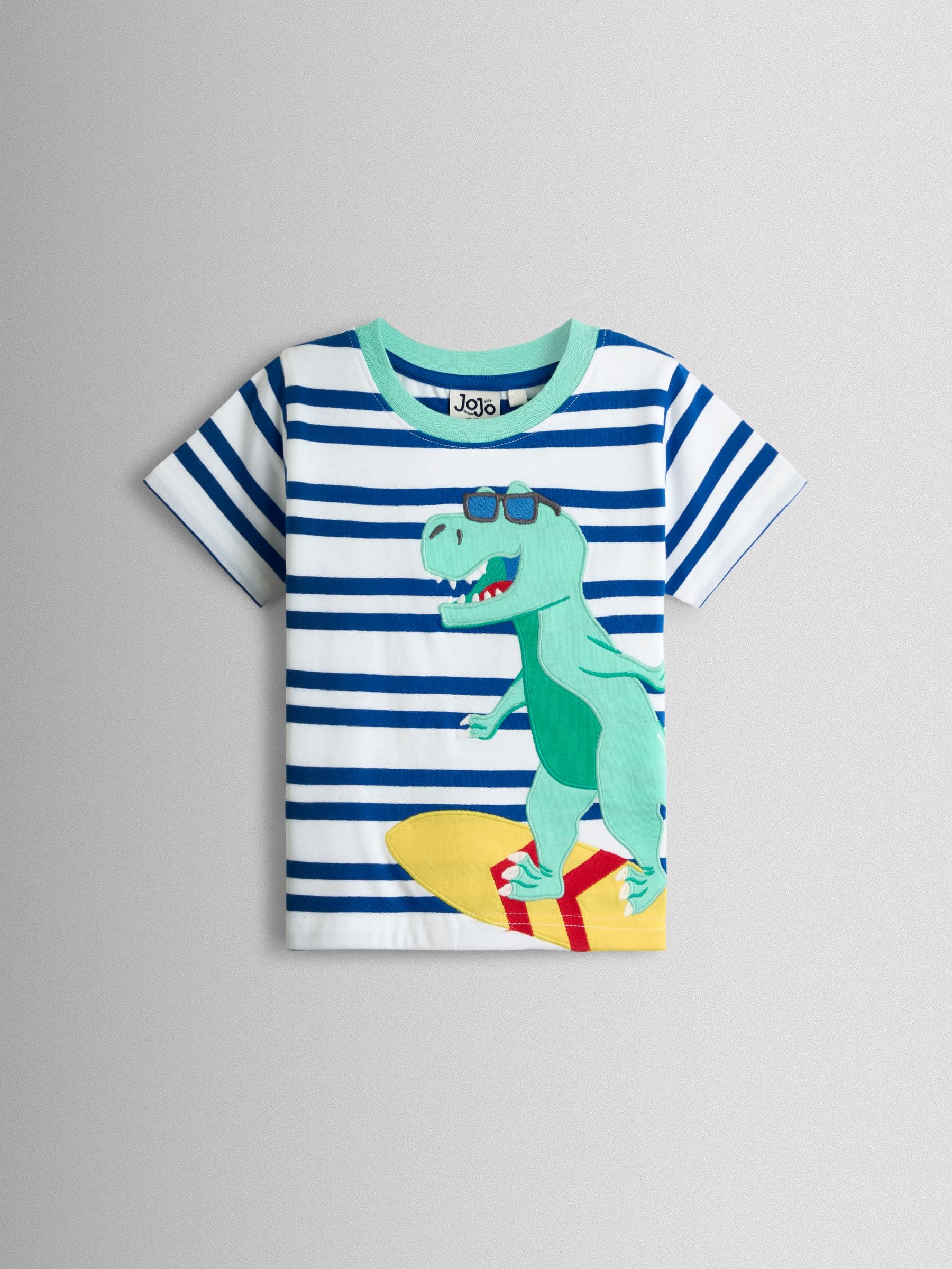 JoJo Maman Bébé Blue Dino Appliqué T-Shirt image 1