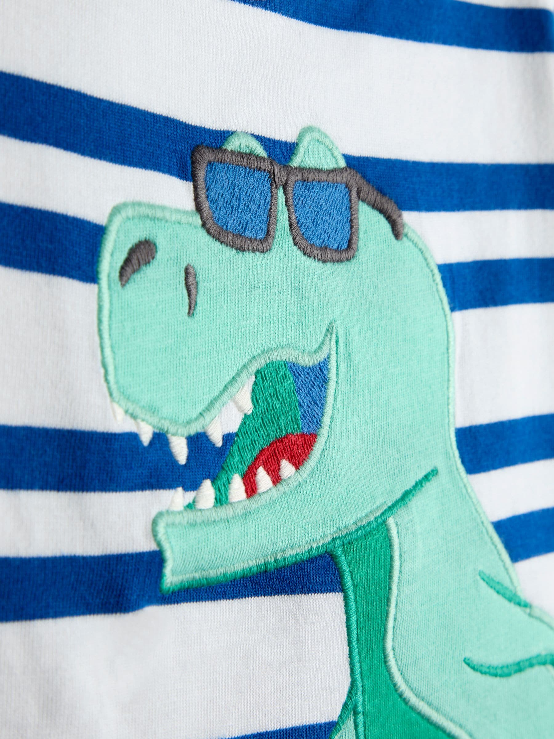 JoJo Maman Bébé Blue Dino Appliqué T-Shirt image 3