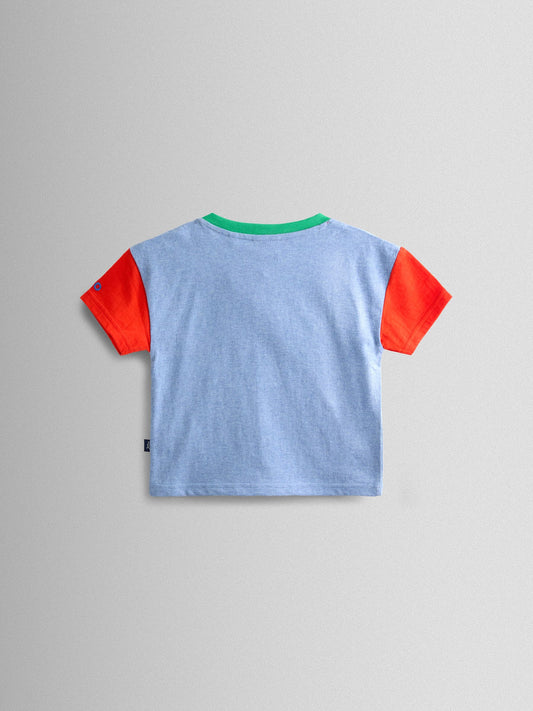 JoJo Maman Bébé Blue Play All Day Slogan Appliqué T-Shirt image 2