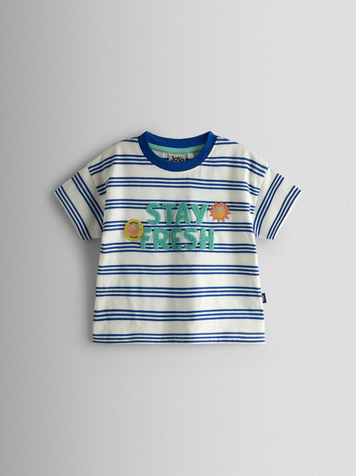 JoJo Maman Bébé Blue Stripe Graphic T-Shirt image 1