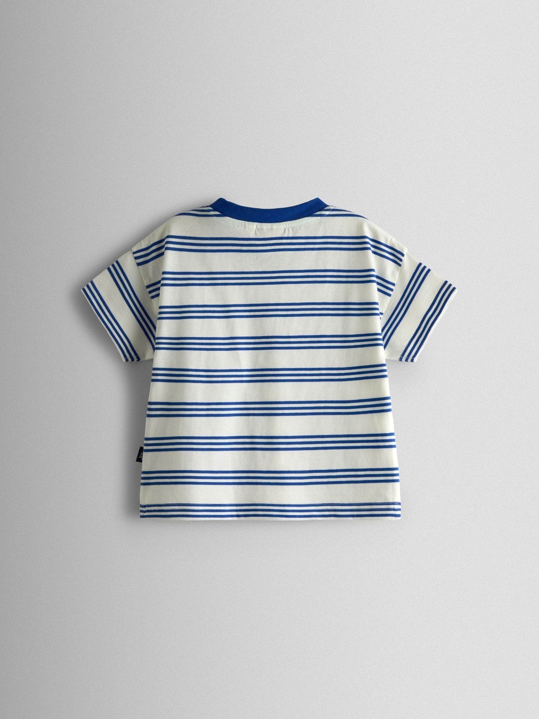 JoJo Maman Bébé Blue Stripe Graphic T-Shirt image 2