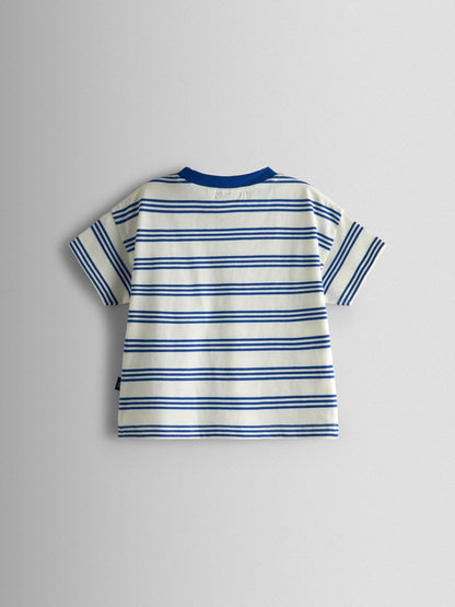 JoJo Maman Bébé Blue Stripe Graphic T-Shirt image 2