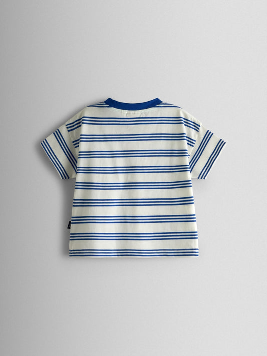 JoJo Maman Bébé Blue Stripe Graphic T-Shirt image 2