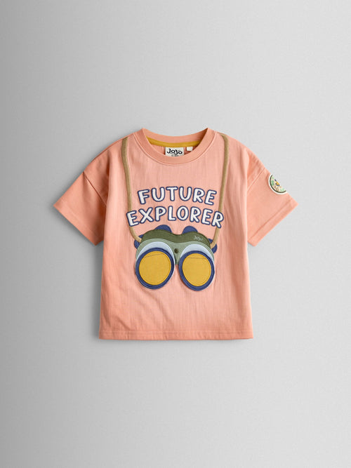 JoJo Maman Bébé Coral Explorer Sardine Stripe Appliqué T-Shirt image 1