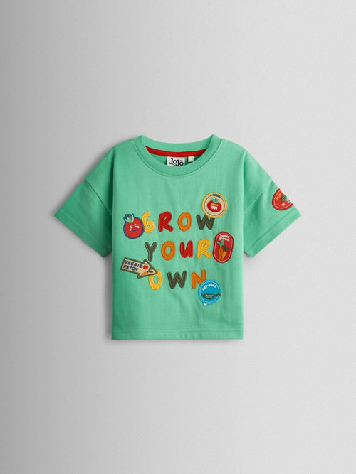 JoJo Maman Bébé Green 'Grow Your Own' Graphic T-Shirt image 1