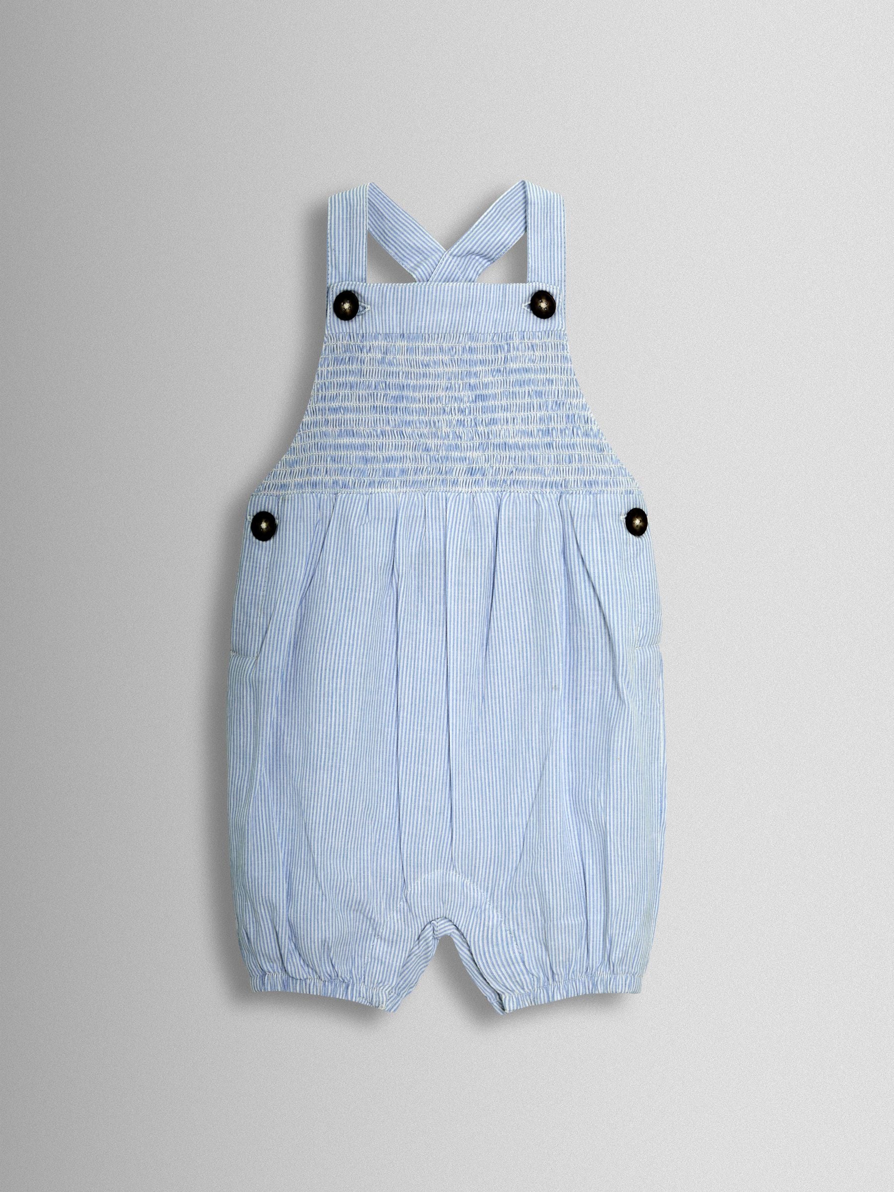 JoJo Maman Bébé Blue 2-Piece Smocked Dungarees & Body Set image 3