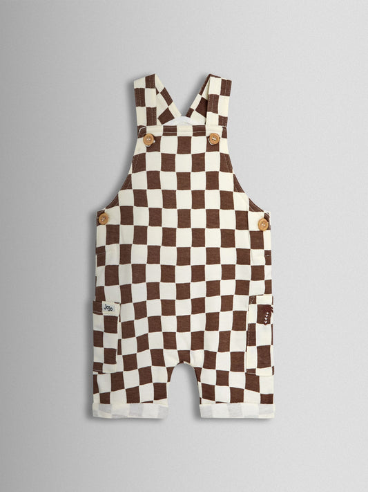 JoJo Maman Bébé Stone 2-Piece Checkerboard Dungarees & T-Shirt Set image 2