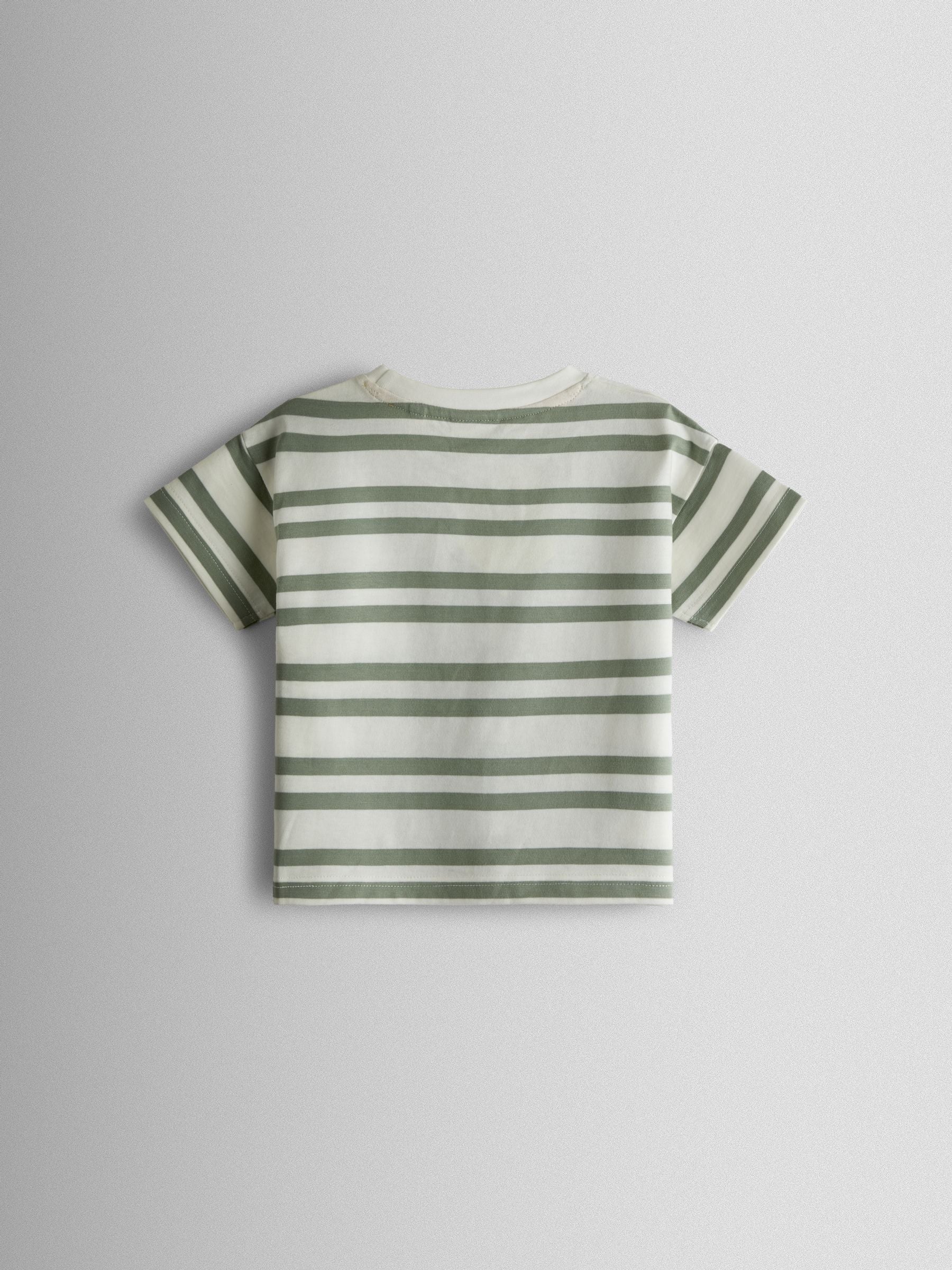 JoJo Maman Bébé Khaki Green Giraffe Pocket Appliqué T-Shirt image 2