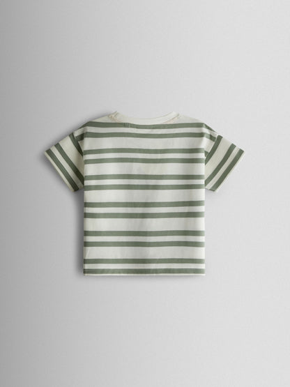 JoJo Maman Bébé Khaki Green Giraffe Pocket Appliqué T-Shirt image 2