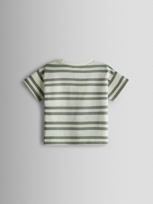 JoJo Maman Bébé Khaki Green Giraffe Pocket Appliqué T-Shirt image 2
