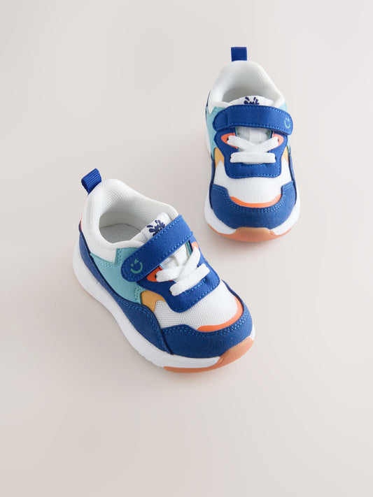 Blue Colourblock Touch Fastening First Walker Trainers image 2