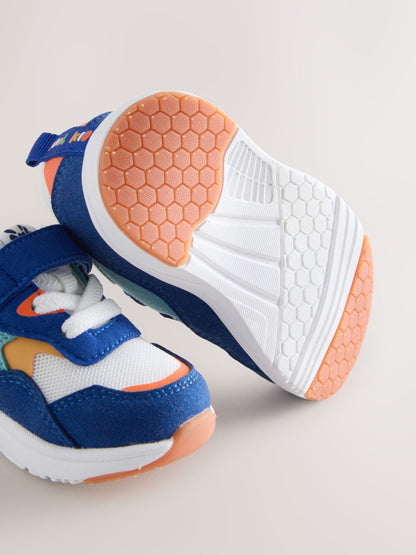 Blue Colourblock Touch Fastening First Walker Trainers image 4