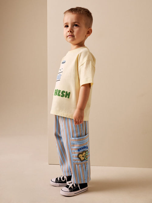 Blue/Rust Brunch Stripe Side Pocket Wide Trousers (3mths-7yrs) image 1