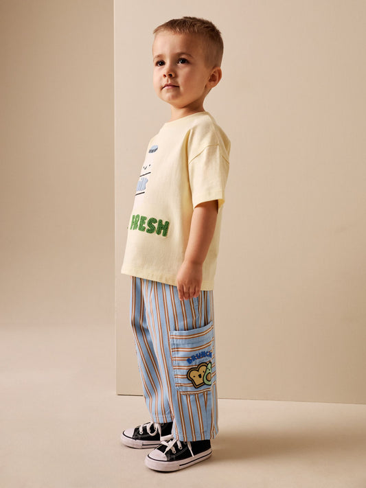 Blue/Rust Brunch Stripe Side Pocket Wide Trousers (3mths-7yrs) image 1