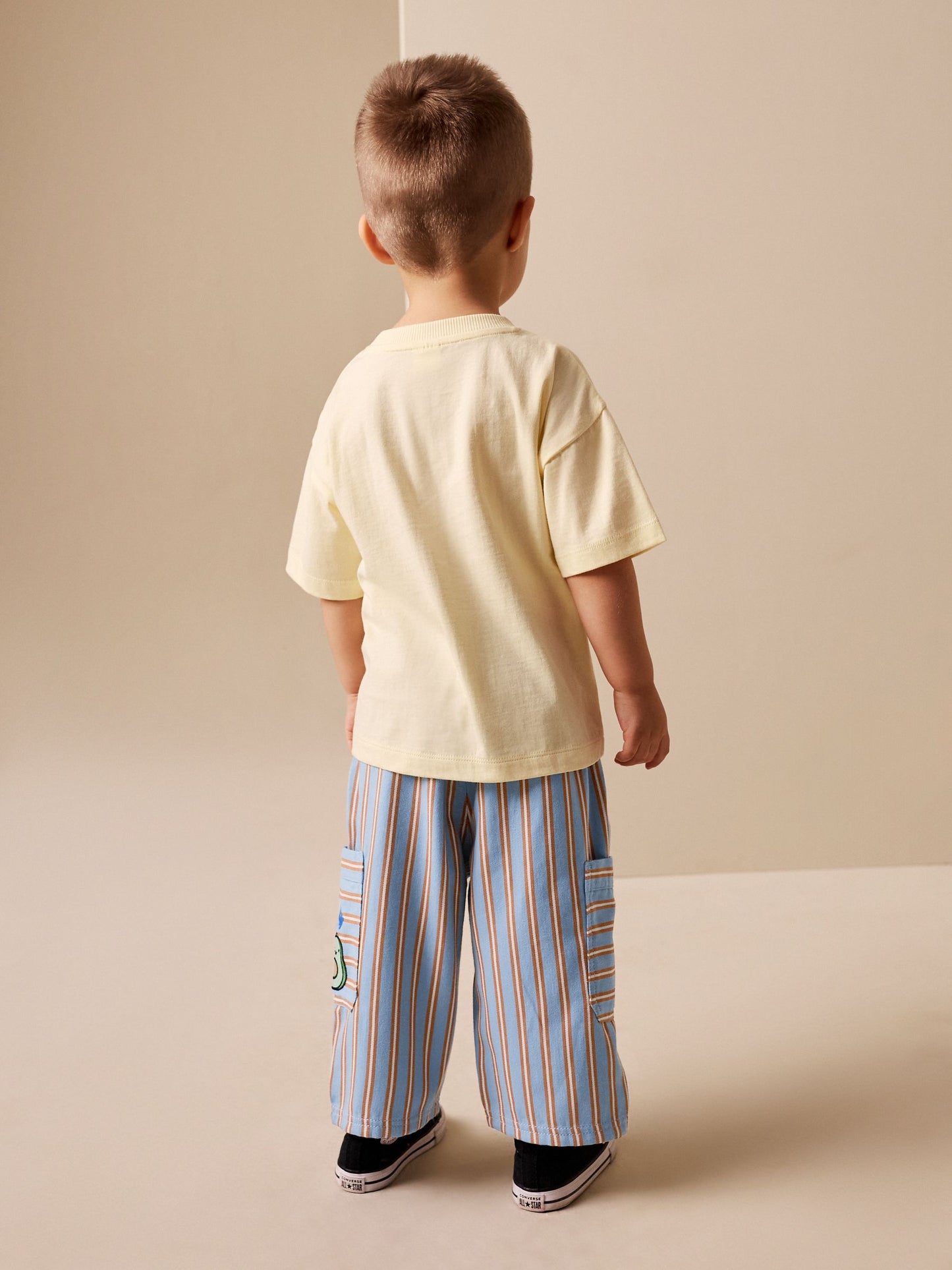 Blue/Rust Brunch Stripe Side Pocket Wide Trousers (3mths-7yrs) image 2