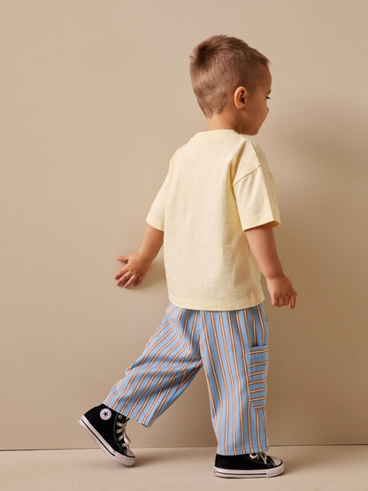 Blue/Rust Brunch Stripe Side Pocket Wide Trousers (3mths-7yrs) image 3