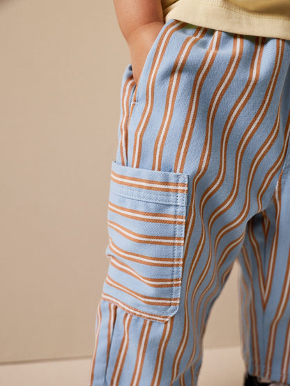Blue/Rust Brunch Stripe Side Pocket Wide Trousers (3mths-7yrs) image 4