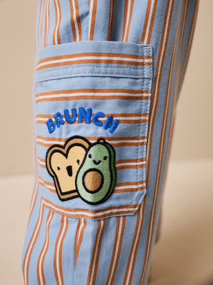Blue/Rust Brunch Stripe Side Pocket Wide Trousers (3mths-7yrs) image 5