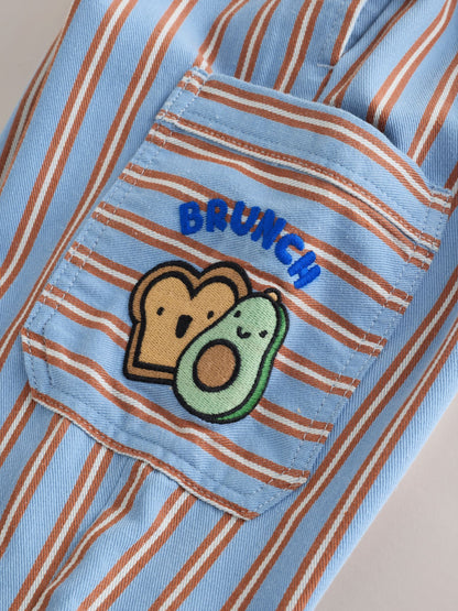 Blue/Rust Brunch Stripe Side Pocket Wide Trousers (3mths-7yrs) image 9