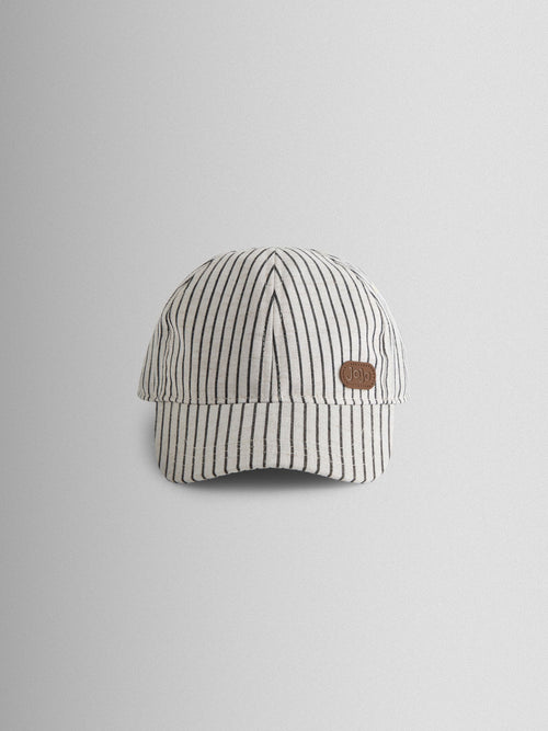 JoJo Maman Bébé Ecru Striped Embroidered Cap image 1
