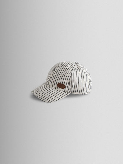 JoJo Maman Bébé Ecru Striped Embroidered Cap image 2
