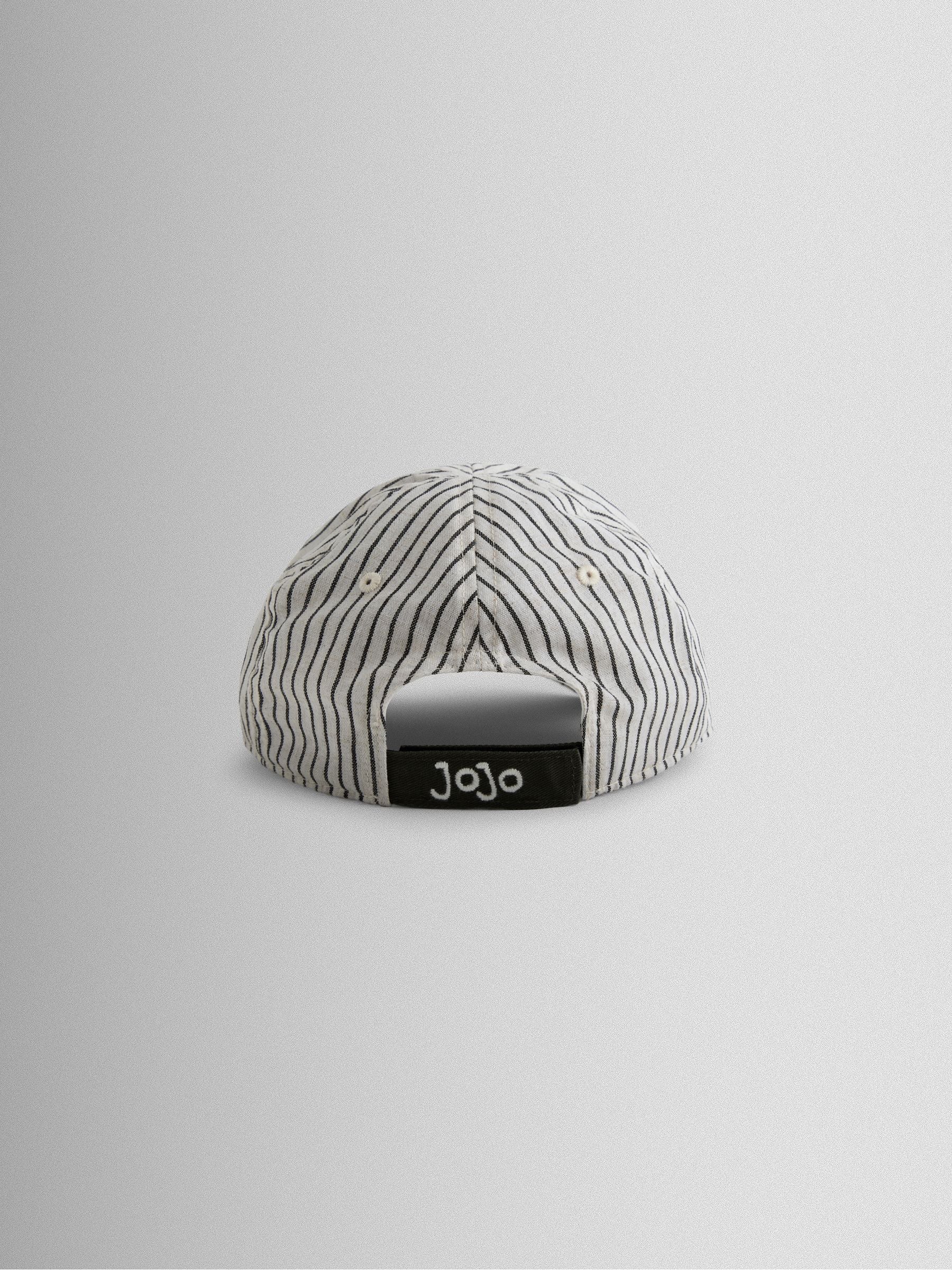 JoJo Maman Bébé Ecru Striped Embroidered Cap image 3