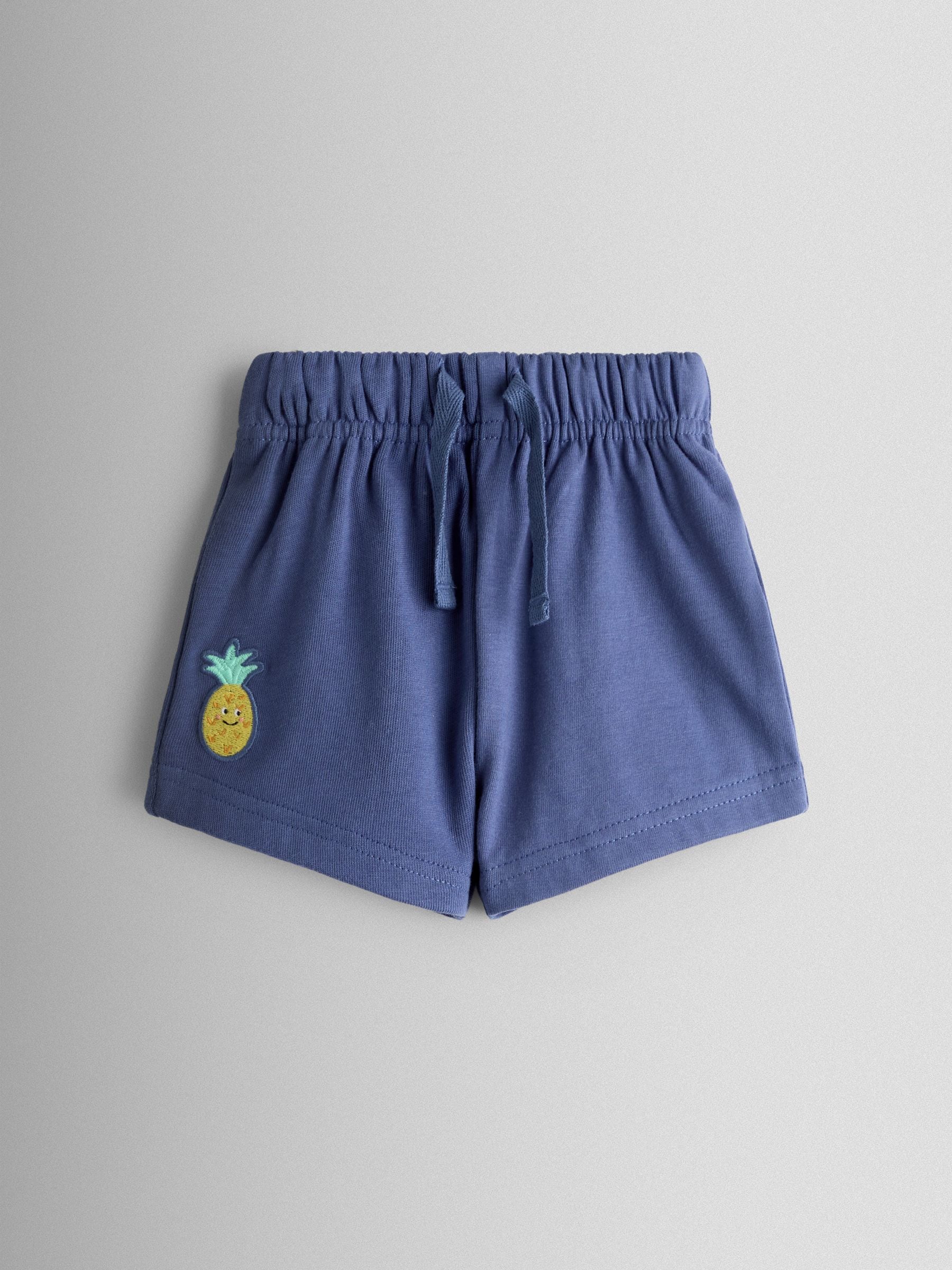 JoJo Maman Bébé Blue Fruit 2-Piece Slogan T-Shirt & Shorts Set image 4