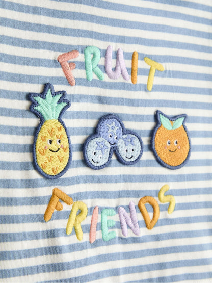 JoJo Maman Bébé Blue Fruit 2-Piece Slogan T-Shirt & Shorts Set image 6
