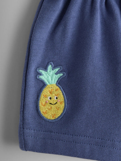 JoJo Maman Bébé Blue Fruit 2-Piece Slogan T-Shirt & Shorts Set image 7