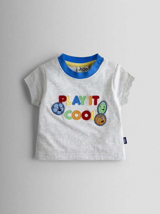 JoJo Maman Bébé Grey Marl 2-Piece Sporty T-Shirt & Shorts Set image 2