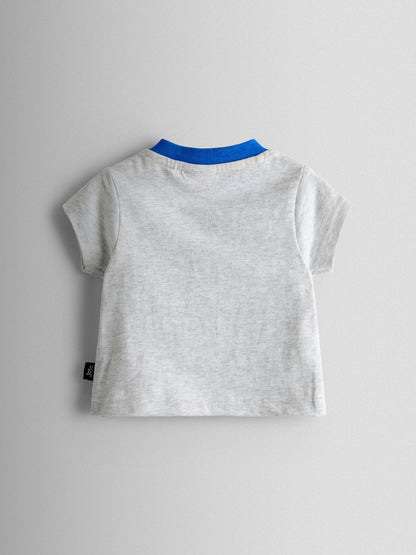 JoJo Maman Bébé Grey Marl 2-Piece Sporty T-Shirt & Shorts Set image 3
