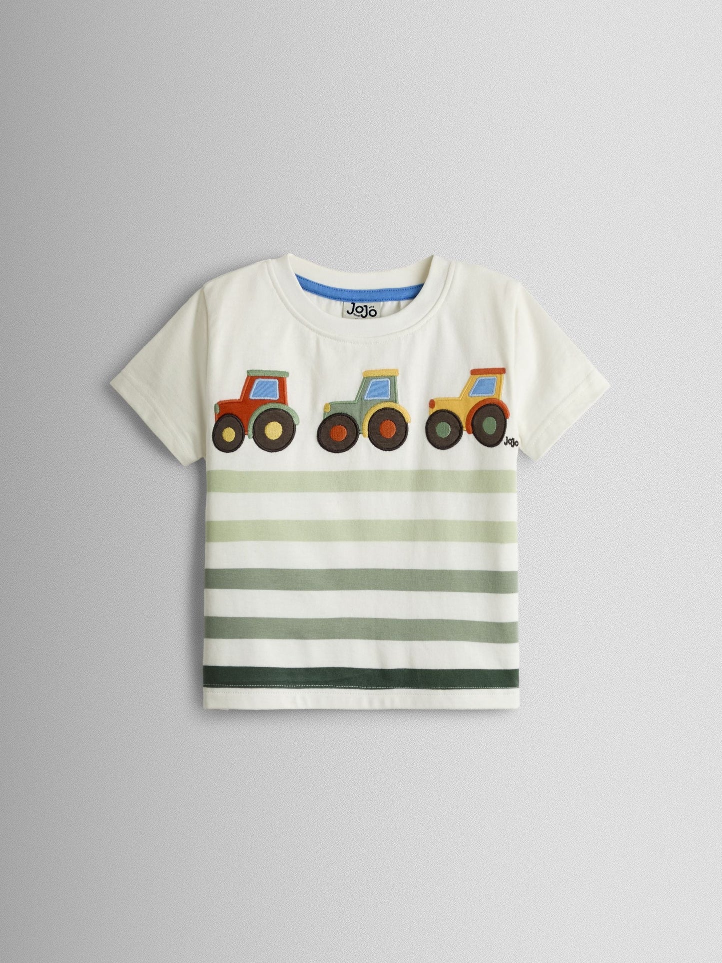 Dsiney Kidz - JoJo Maman Bébé Natural & Khaki Green Tractor 2-Pack Appliqué & Printed T-Shirts image 2