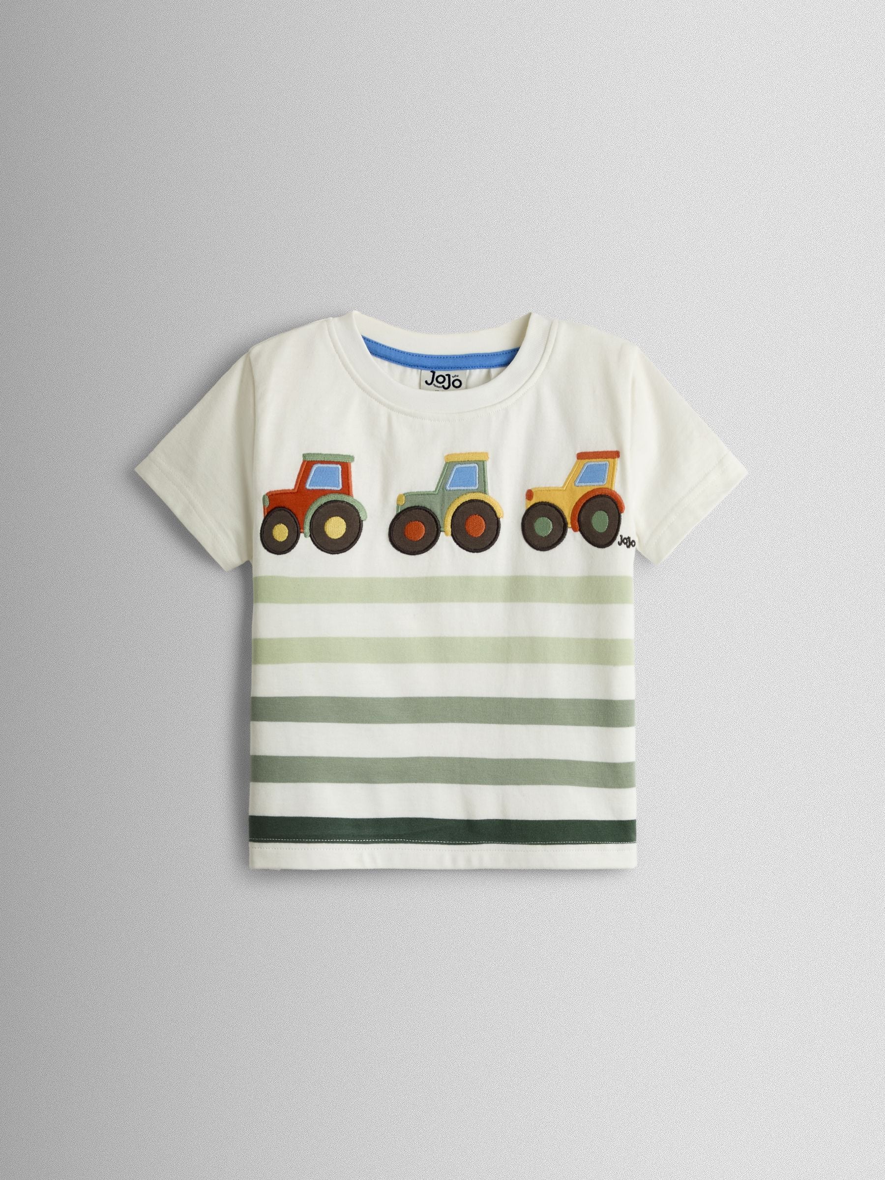 Dsiney Kidz - JoJo Maman Bébé Natural & Khaki Green Tractor 2-Pack Appliqué & Printed T-Shirts image 2