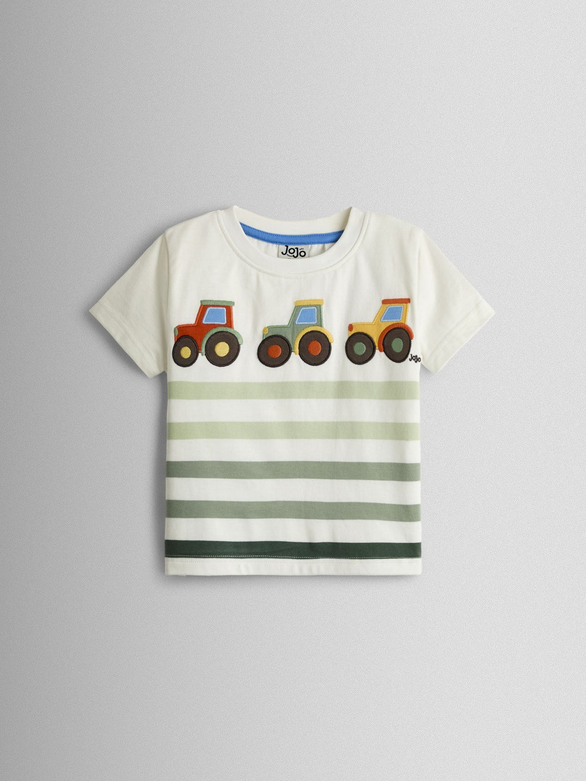 Dsiney Kidz - JoJo Maman Bébé Natural & Khaki Green Tractor 2-Pack Appliqué & Printed T-Shirts image 2