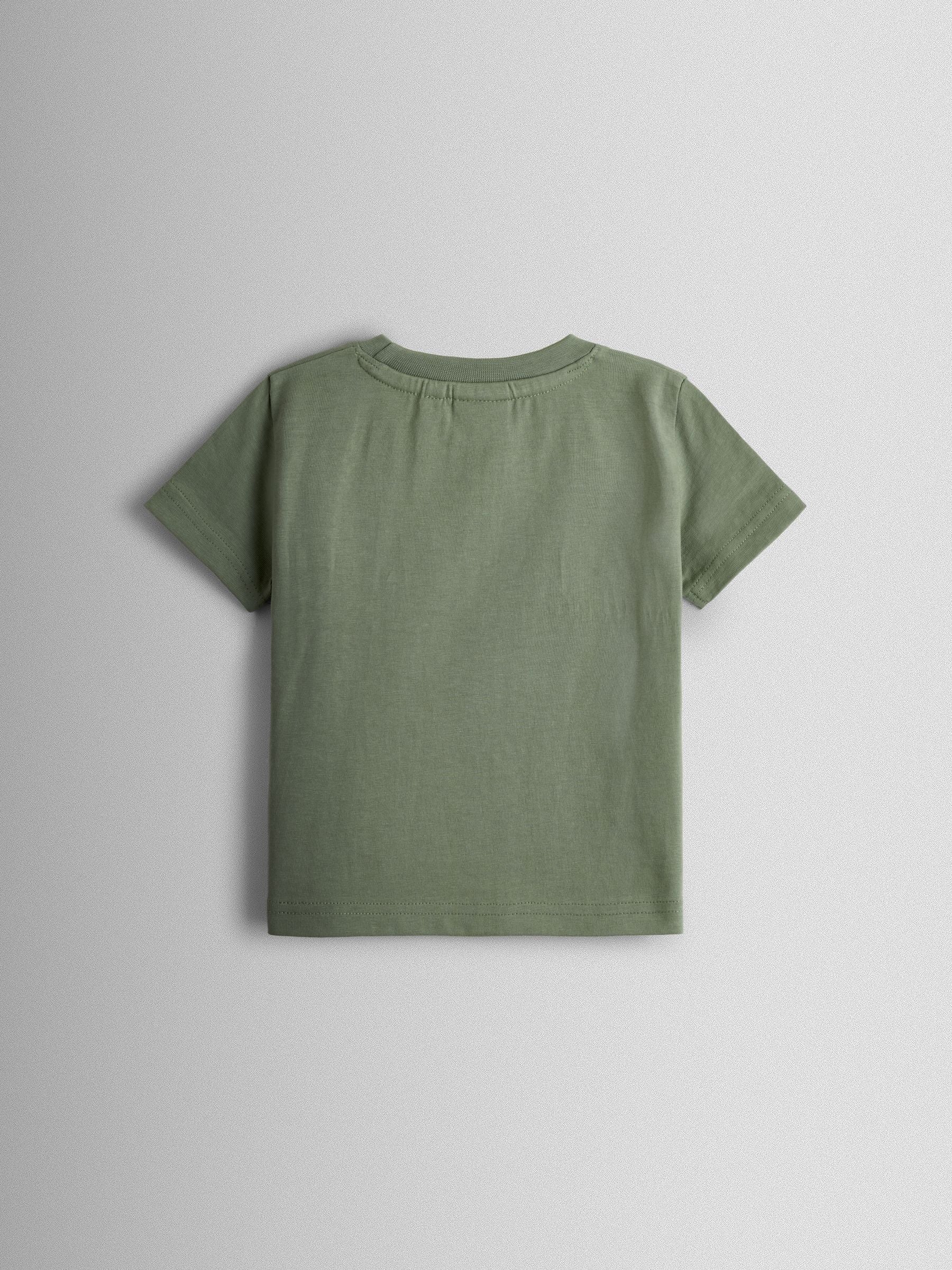 Dsiney Kidz - JoJo Maman Bébé Natural & Khaki Green Tractor 2-Pack Appliqué & Printed T-Shirts image 5