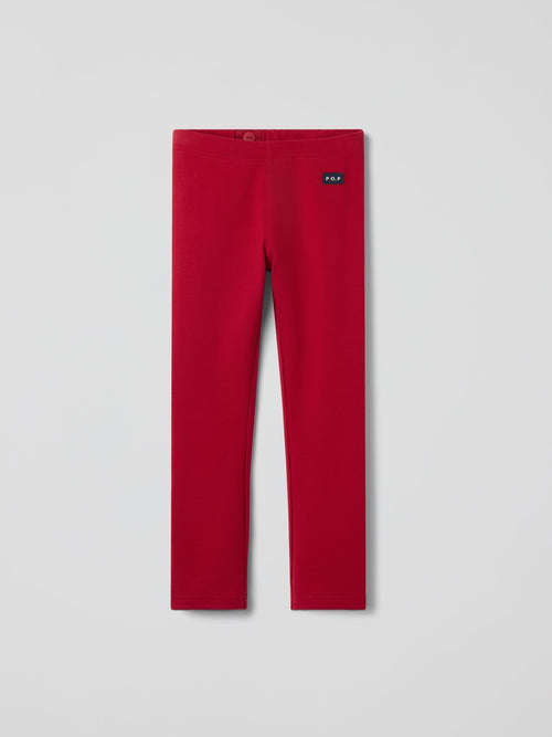 Polarn O. Pyret Red Cotton Plain Leggings image 1