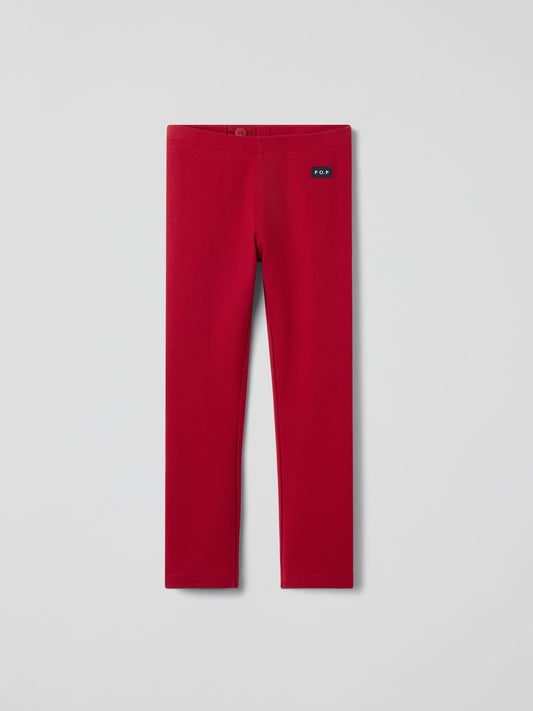 Polarn O. Pyret Red Cotton Plain Leggings image 1
