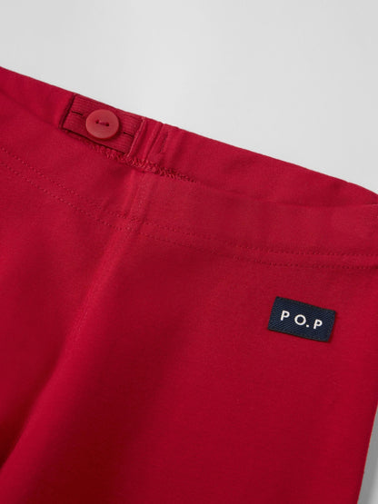 Polarn O. Pyret Red Cotton Plain Leggings image 2