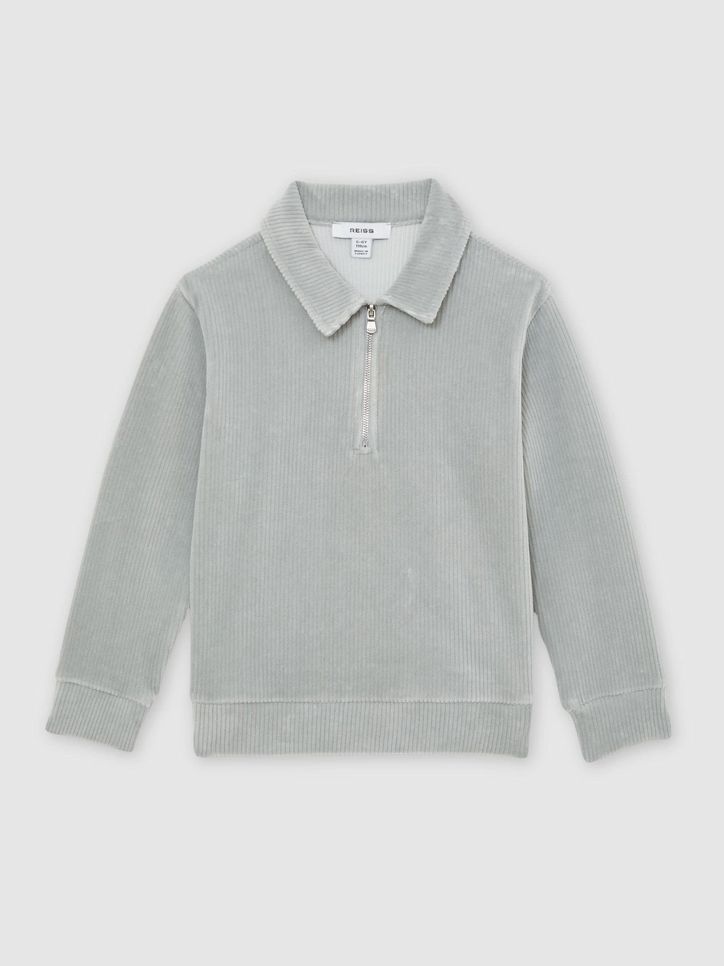 Dsiney Kidz - Reiss Soft Grey Bert 3-9 yrs Corduroy Half-Zip Polo Shirt image 2