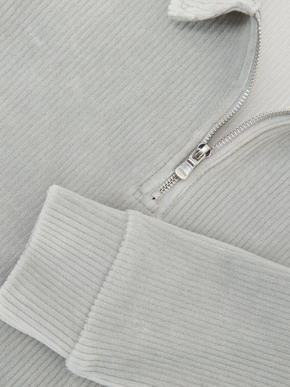 Dsiney Kidz - Reiss Soft Grey Bert 3-9 yrs Corduroy Half-Zip Polo Shirt image 4