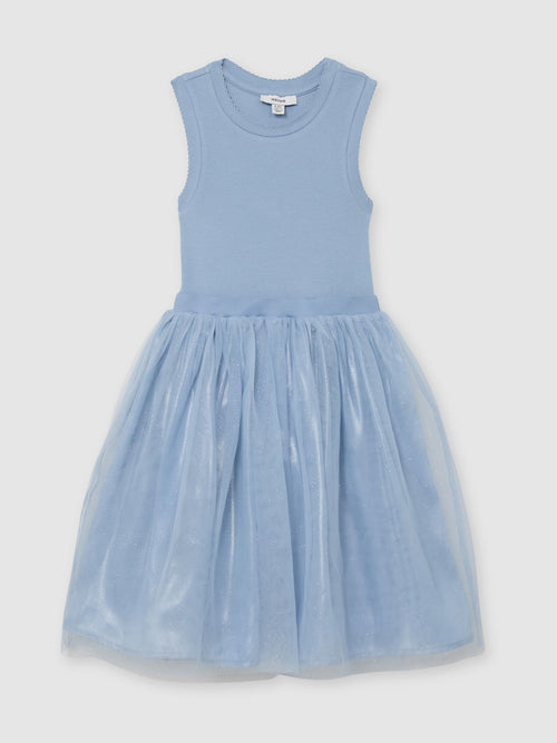 Reiss Blue Dahlia 3-9 yrs Jersey Tulle-Skirt Sleeveless Dress image 1
