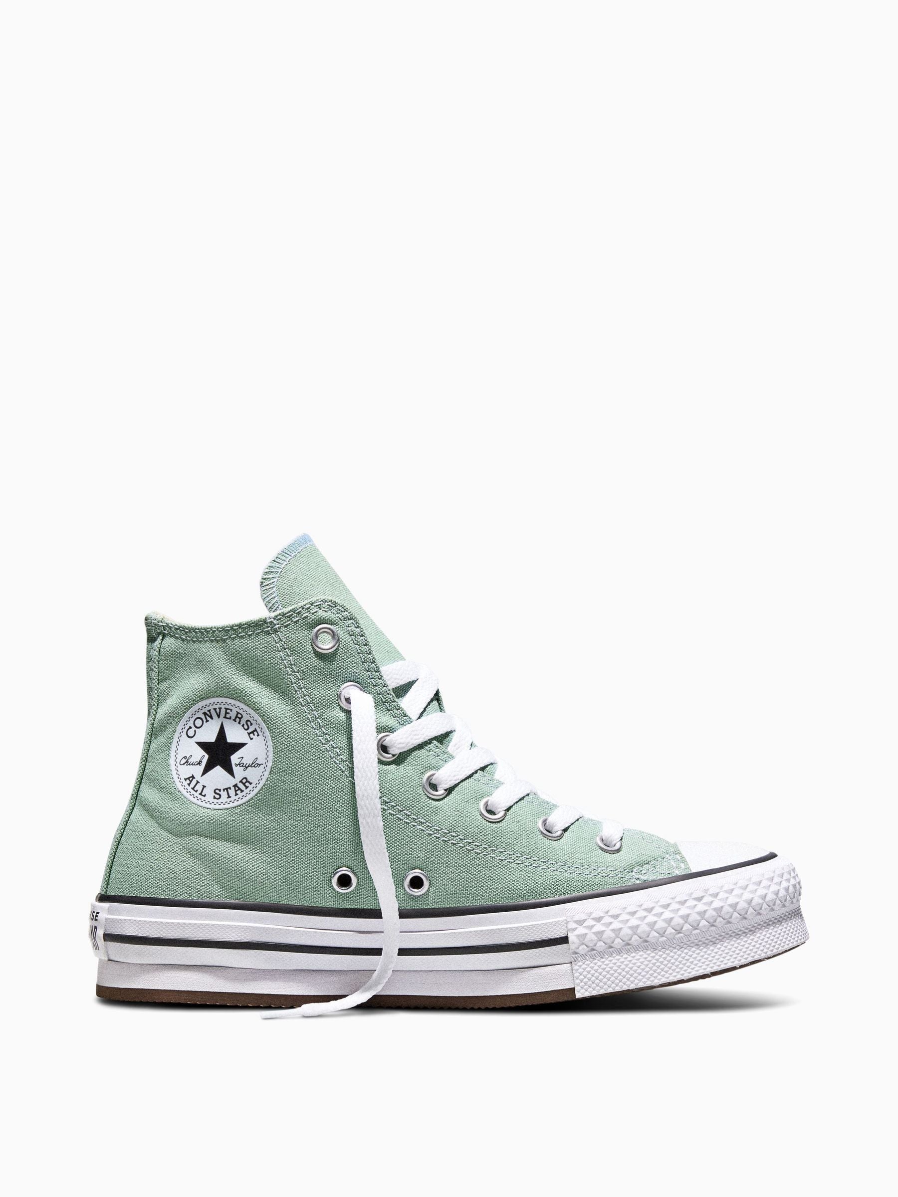 Converse Green Chuck Taylor EVA Lift Platform Hightop Trainers image 1
